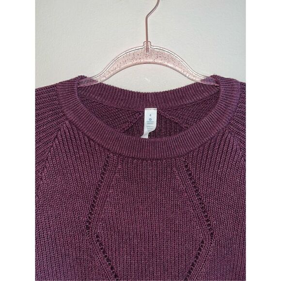 Lululemon Womens The Sweater The Better Knit Pullover Heathered Bordeaux Sz 4 - Picture 2 of 3